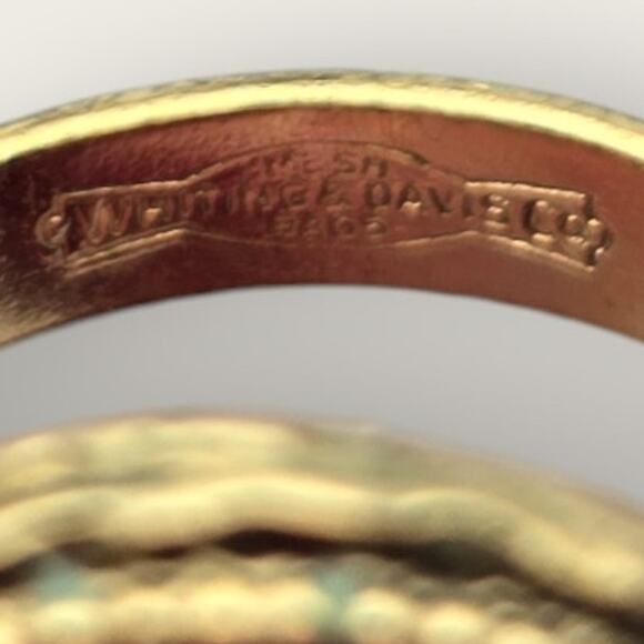 Vintage Whiting and Davis Glass Cameo Ring β Collectible Adjustable Gold Tone - Picture 6 of 8